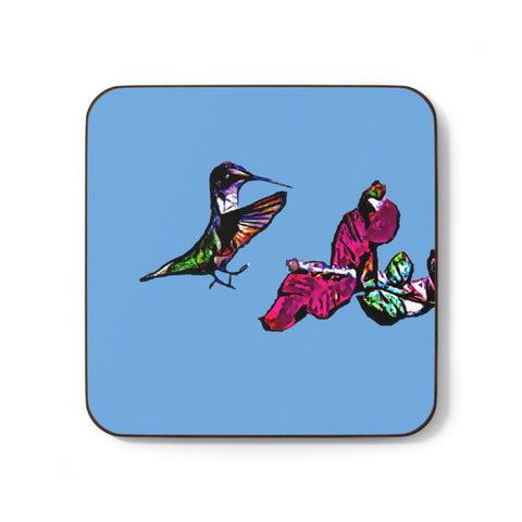 Hummingbird Bounce Light Blue Hardboard Back Coaster