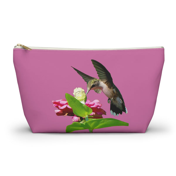 Hummingbird Wings Up Neat Pink Accessory Pouch w T-bottom