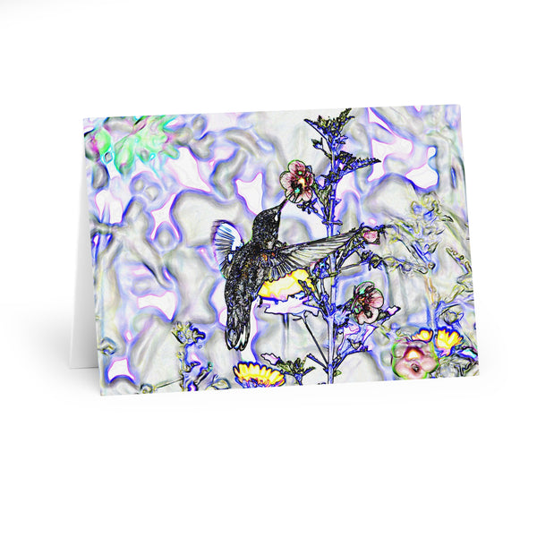 Dainty Pink Hummingbird Art Notecard (5 Pack)