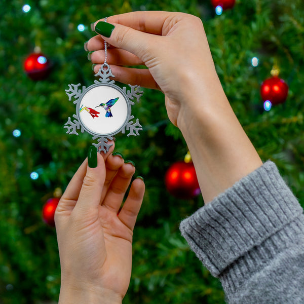 Hummingbird Sweet Pewter Snowflake Ornament