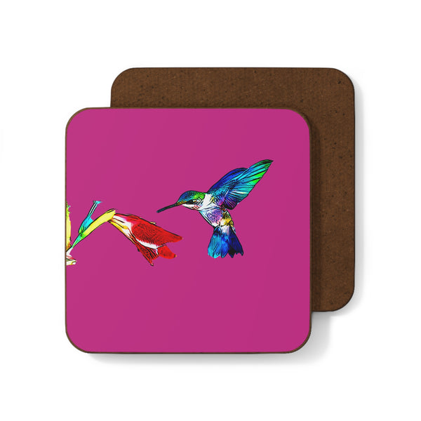 Hummingbird Sweet Neat Pink Hardboard Back Coaster