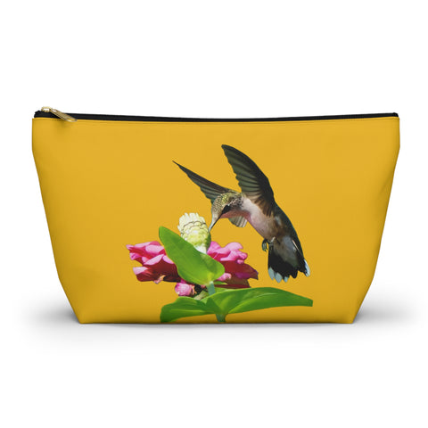 Hummingbird Wings Up Yellow Accessory Pouch w T-bottom