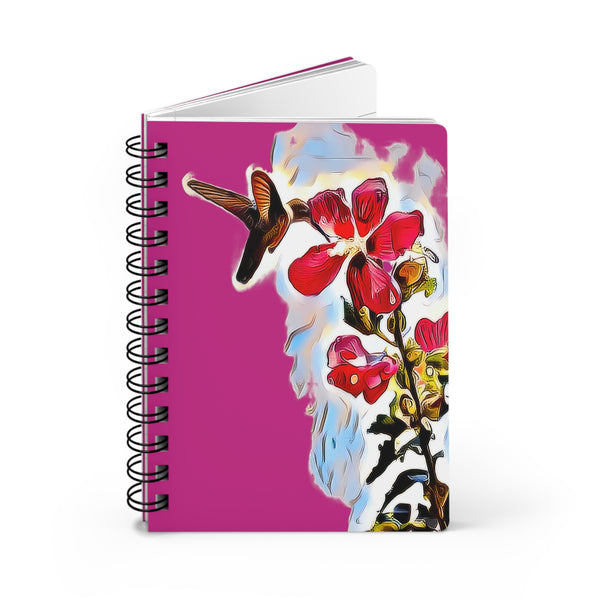 Hummingbird Red Rosa Neat Pink Spiral Bound Journal