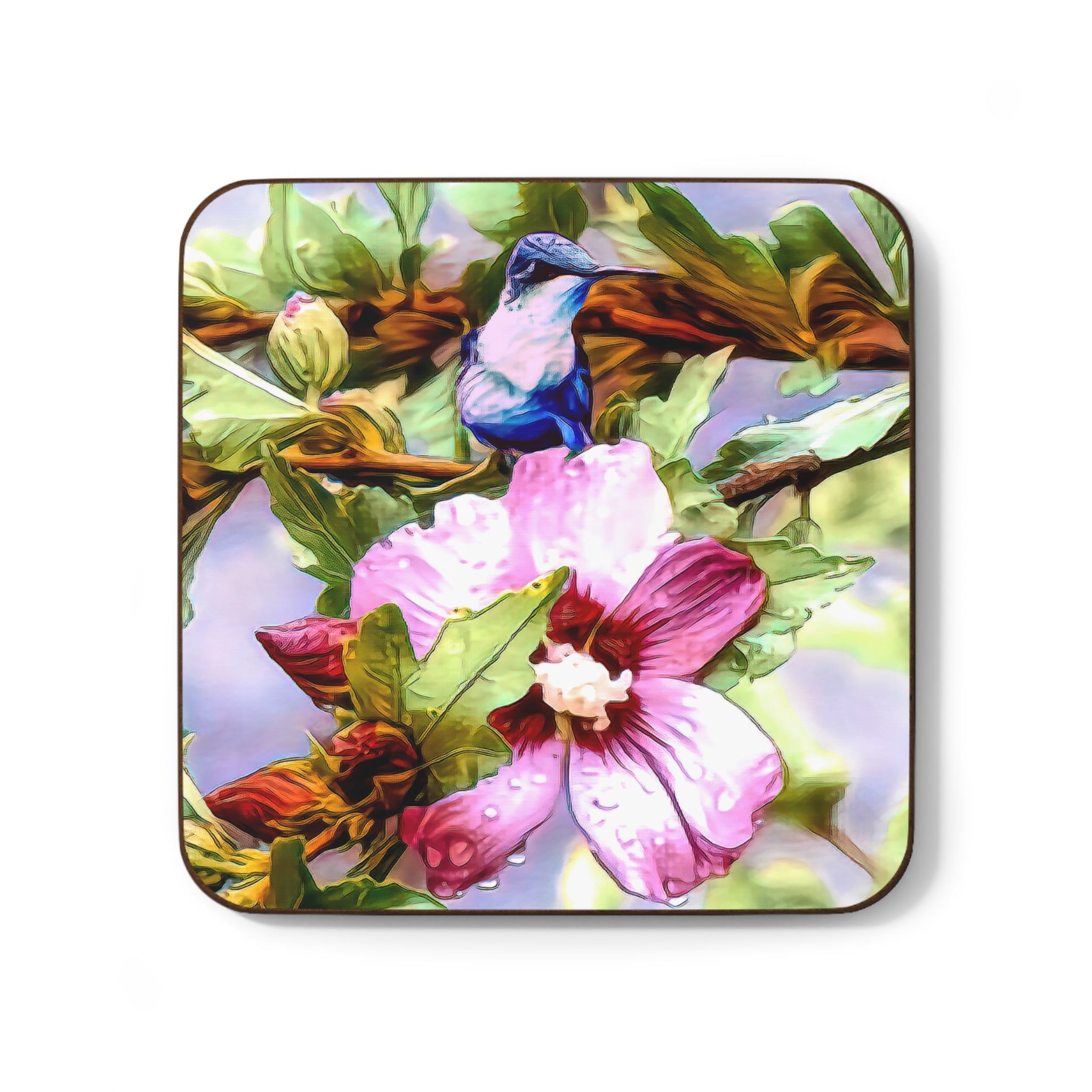 Hummingbird Heaven Drops Hardboard Back Coaster