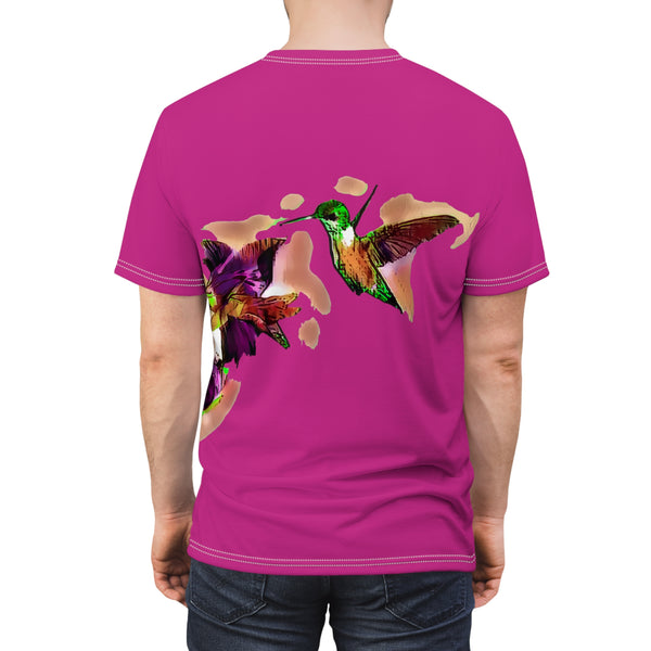 Unisex Cut & Sew Hummingbird Violet Neat Pink Tee (AOP 1)