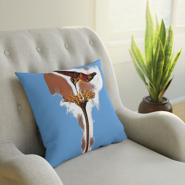 Hummingbird Flame Light Blue Cushion