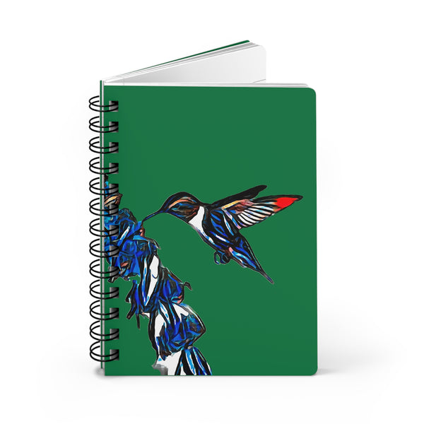 Hummingbird Blue Stick Green Spiral Bound Journal