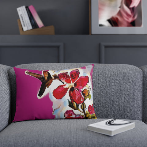 Hummingbird Red Rosa Neat Pink Cushion