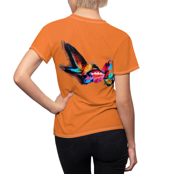 Women's Cut & Sew Hummingbird Landing Orange Tee (AOP 1)