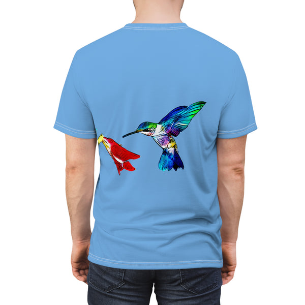 Unisex Cut & Sew Hummingbird Sweet Light Blue Tee (AOP 1)