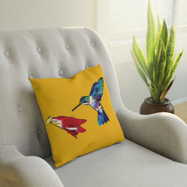 Hummingbird Sweet Yellow Cushion