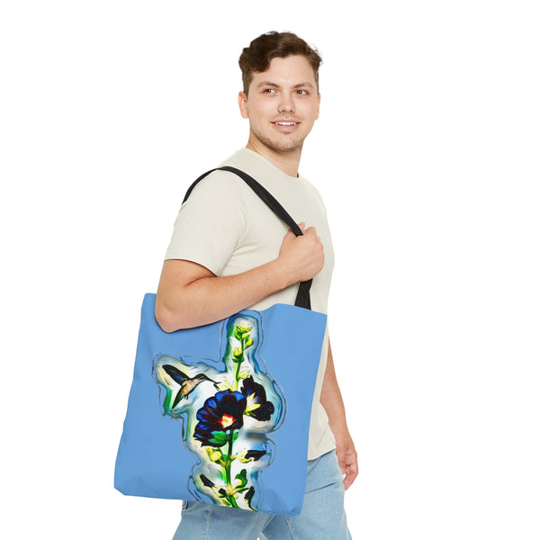 Hummingbird Standing Light Blue Tote Bag (AOP 1)