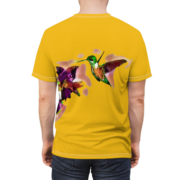 Unisex Cut & Sew Hummingbird Violet Yellow Tee (AOP 1)