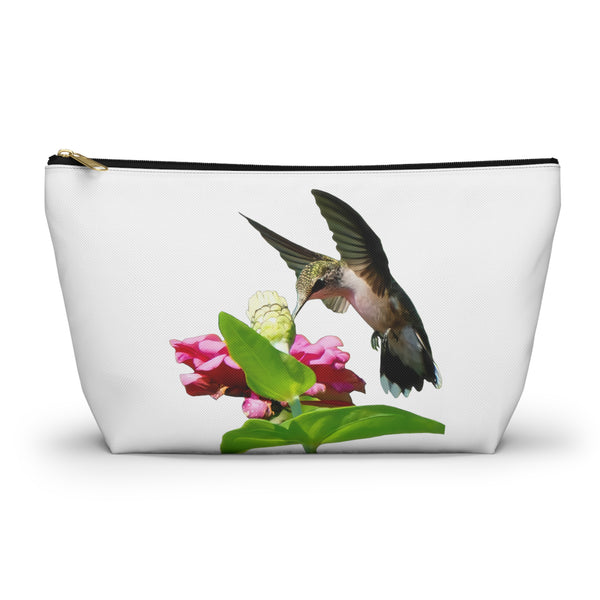 Hummingbird Wings Up White Accessory Pouch w T-bottom