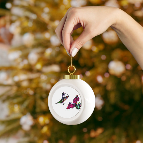 Hummingbird Bounce Neat Pink Ball Ornament