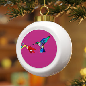 Hummingbird Sweet Neat Pink Ball Ornament