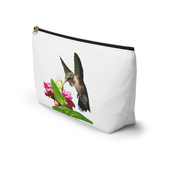Hummingbird Wings Up White Accessory Pouch w T-bottom