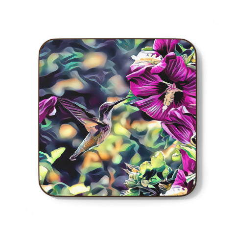 Hummingbird Purple Flyer Hardboard Back Coaster