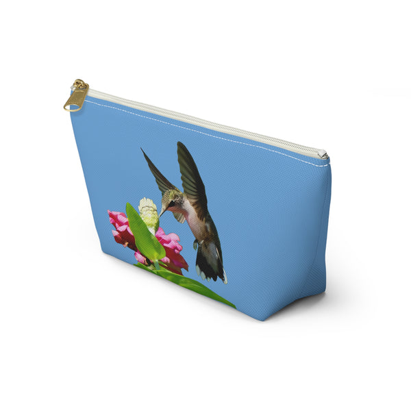 Hummingbird Wings Up Light Blue Accessory Pouch w T-bottom