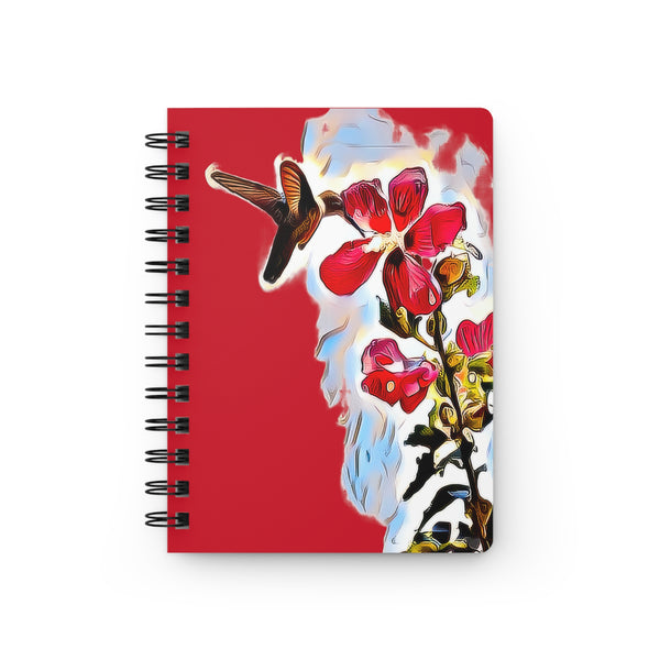 Hummingbird Red Rosa Red Spiral Bound Journal