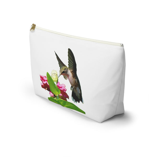 Hummingbird Wings Up White Accessory Pouch w T-bottom