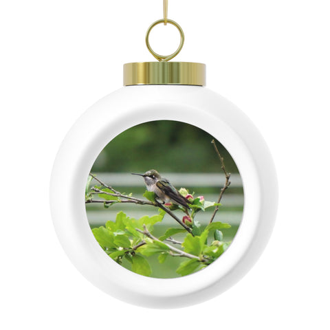 Flower Bud Hummingbird Christmas Ball Ornament