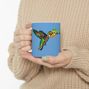 Hummingbird Emerald Light Blue Ceramic Mug 11oz