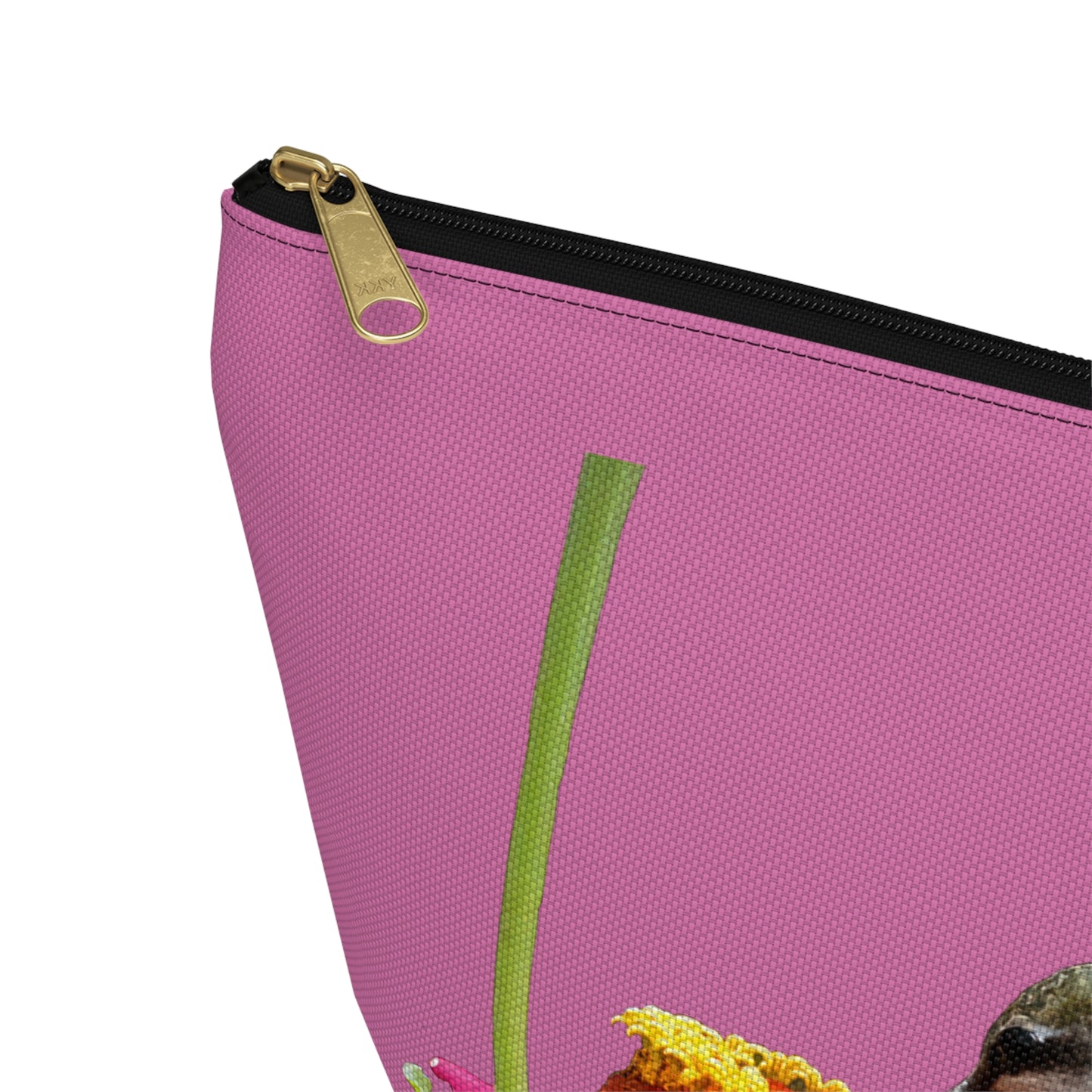 Hummingbird Zinnia Sip Neat Pink Accessory Pouch w T-bottom