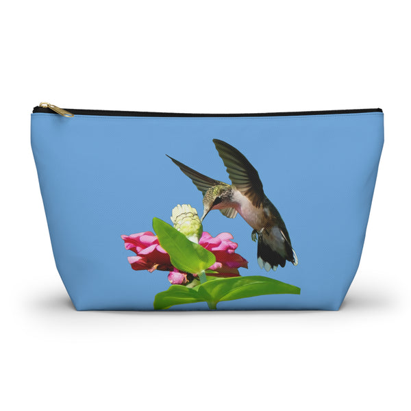 Hummingbird Wings Up Light Blue Accessory Pouch w T-bottom