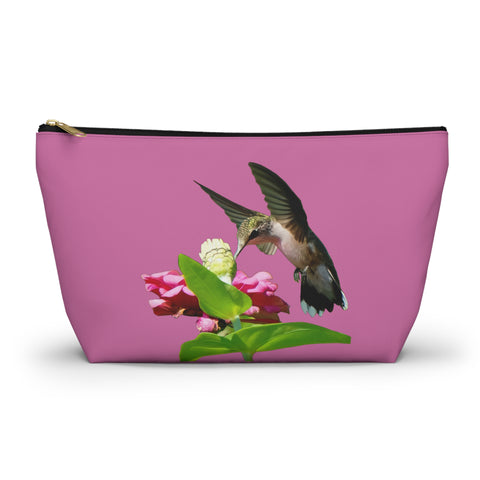 Hummingbird Wings Up Neat Pink Accessory Pouch w T-bottom