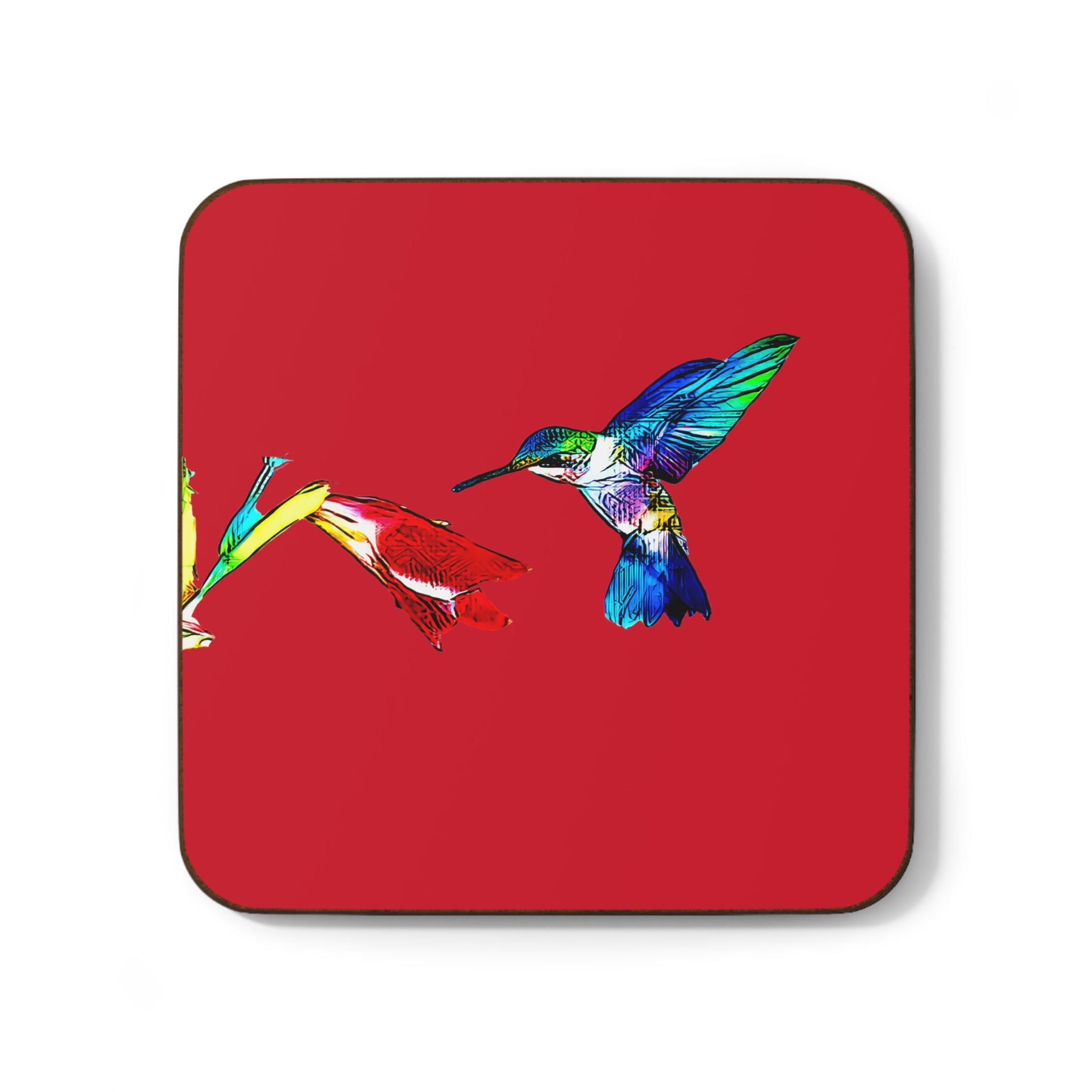 Hummingbird Sweet Red Hardboard Back Coaster