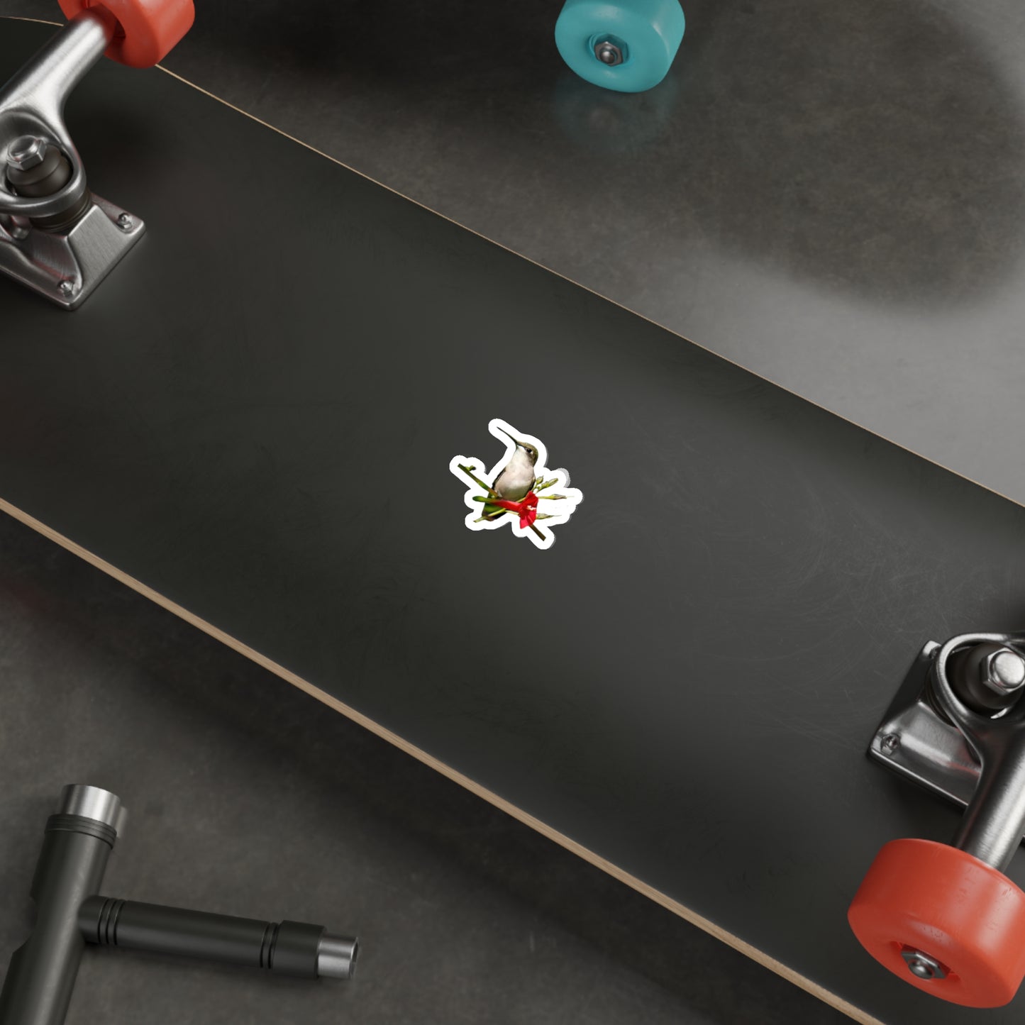 Hummingbird Red Bloom Die-Cut Stickers