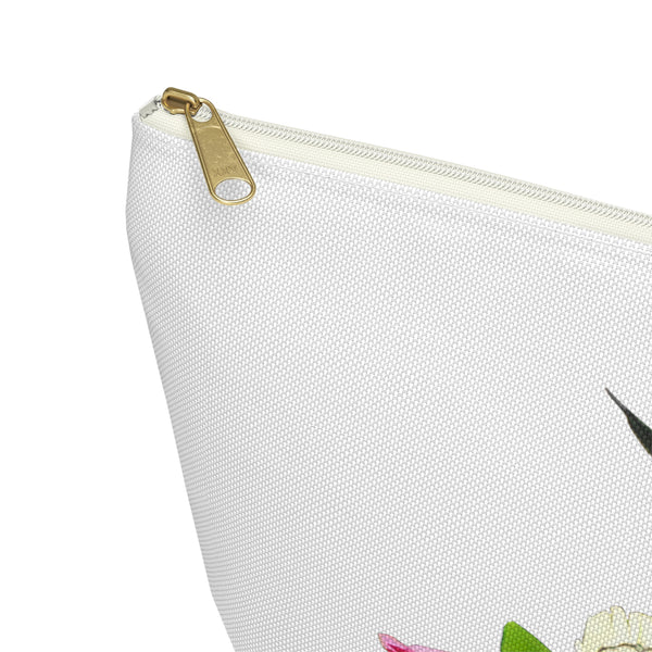 Hummingbird Wings Up White Accessory Pouch w T-bottom