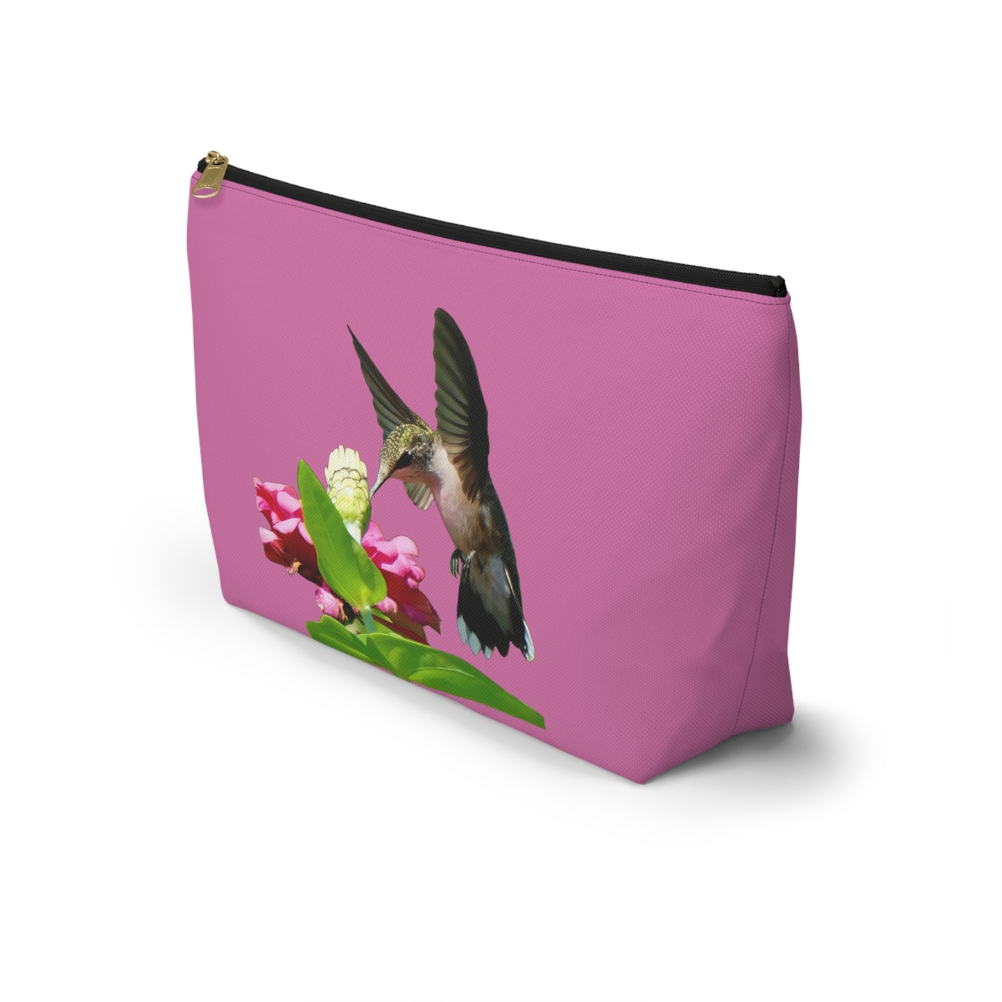 Hummingbird Wings Up Neat Pink Accessory Pouch w T-bottom