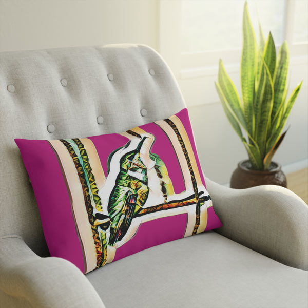 Hummingbird Emerald Neat Pink Cushion