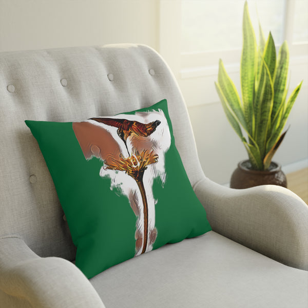 Hummingbird Flame Green Cushion