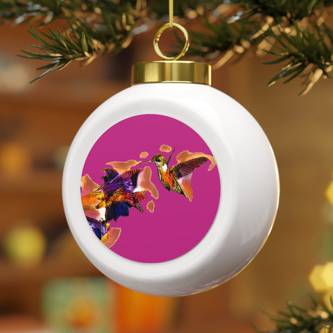 Hummingbird Violet Neat Pink Ball Ornament