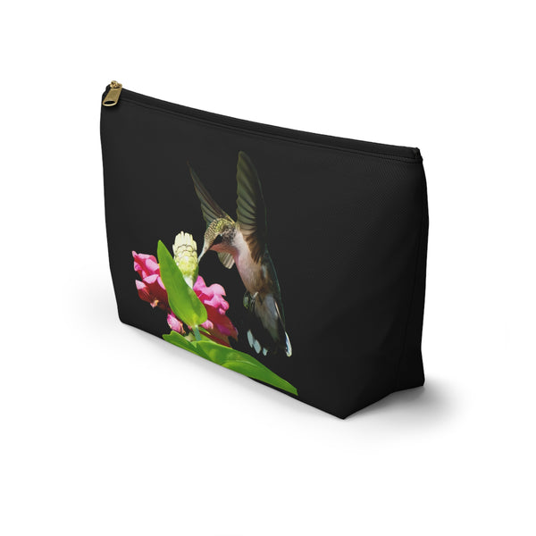 Hummingbird Wings Up Black Accessory Pouch w T-bottom