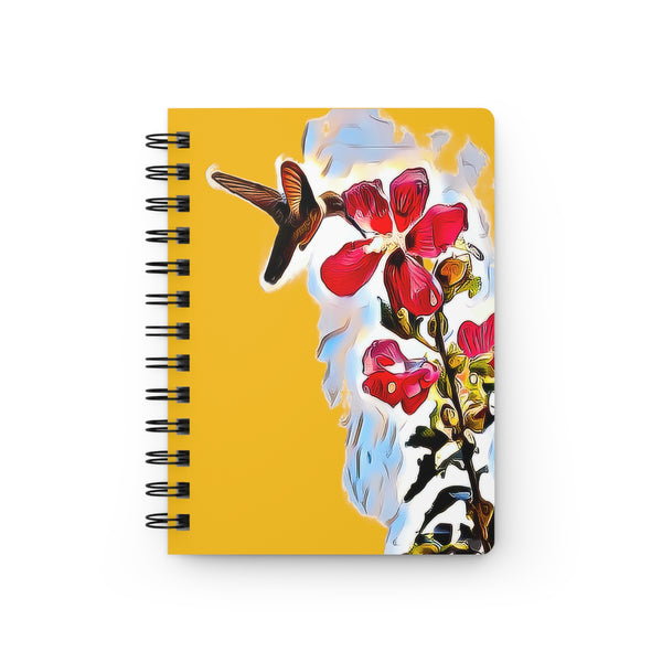 Hummingbird Red Rosa Yellow Spiral Bound Journal