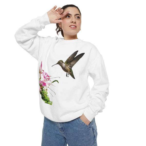 Hummingbird Frills Unisex Garment-Dyed Sweatshirt 1