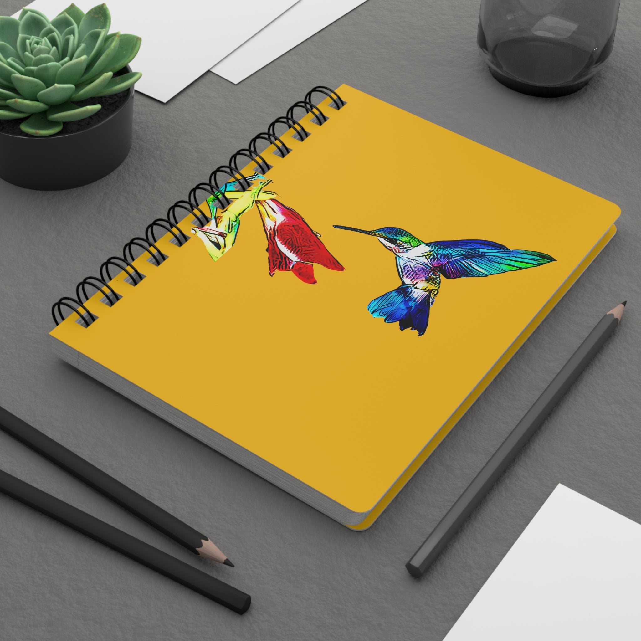 Hummingbird Sweet Yellow Spiral Bound Journal