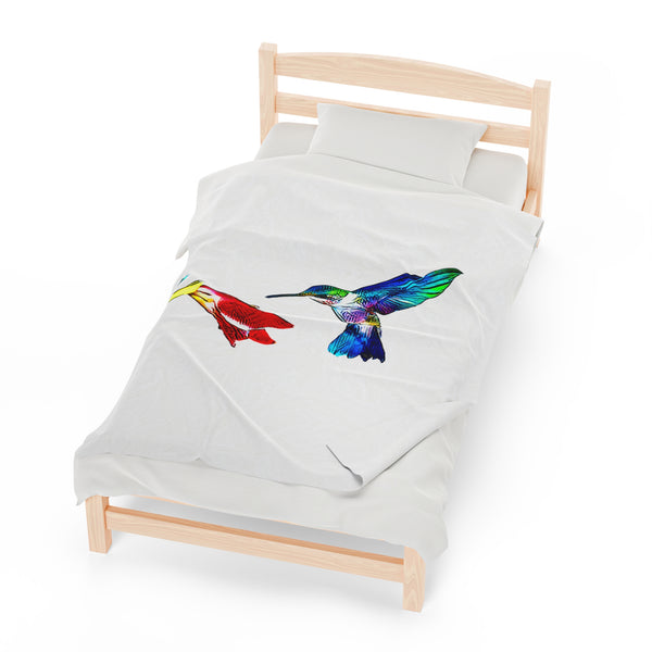 Hummingbird Sweet Velveteen Plush Blanket