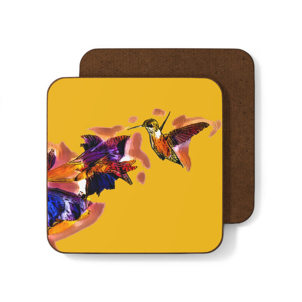 Hummingbird Violet Yellow Hardboard Back Coaster