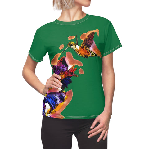 Women's Cut & Sew Hummingbird Violet Green Tee (AOP 1)