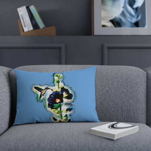 Hummingbird Standing Light Blue Cushion