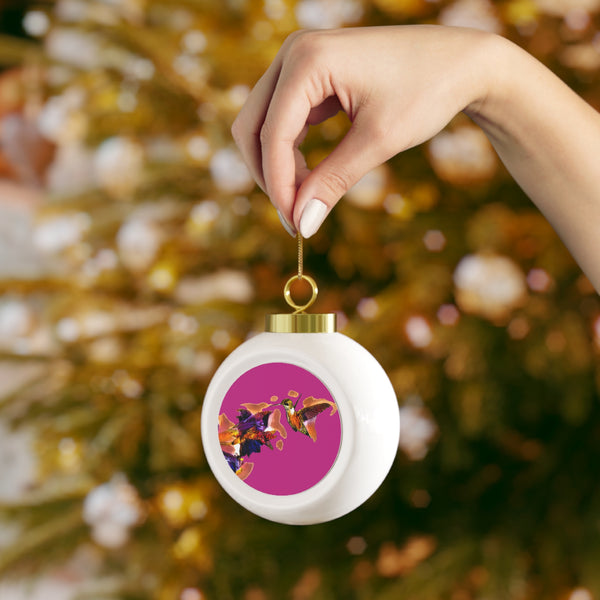 Hummingbird Violet Neat Pink Ball Ornament