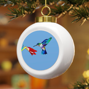 Hummingbird Sweet Light Blue Ball Ornament