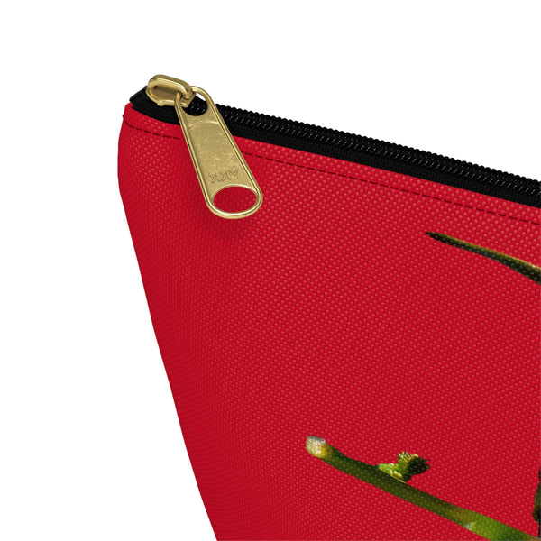 Hummingbird Red Bloom Red Accessory Pouch w T-bottom