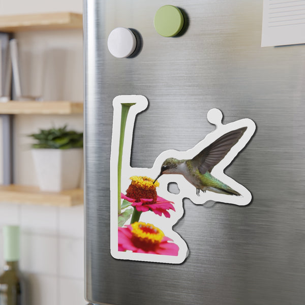 Hummingbird Zinnia Die-Cut Magnets