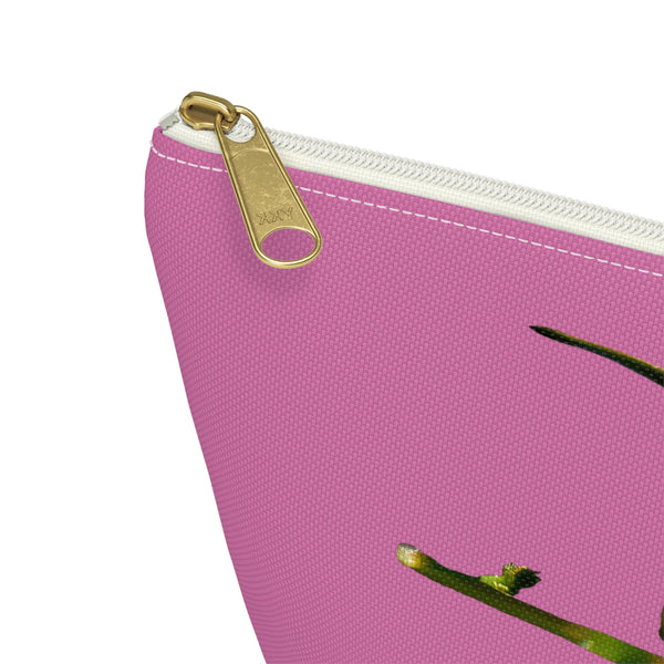 Hummingbird Red Bloom Neat Pink Accessory Pouch w T-bottom